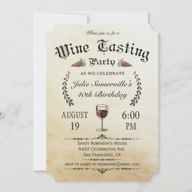 Wine Tasting Invitations (Vintage) v.1 (Front)