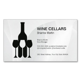 Wine Tasting Logo Bottle Glasses Business Card Magnet