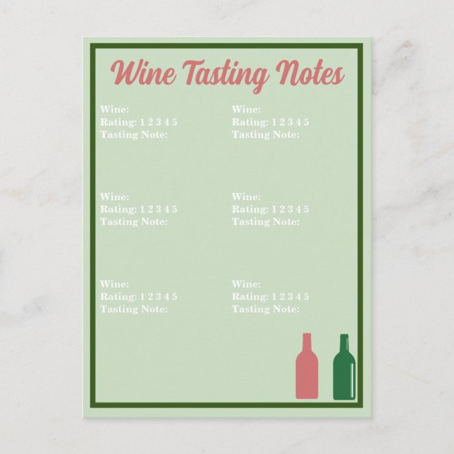 Wine Tasting Notecard Postcard (Front)