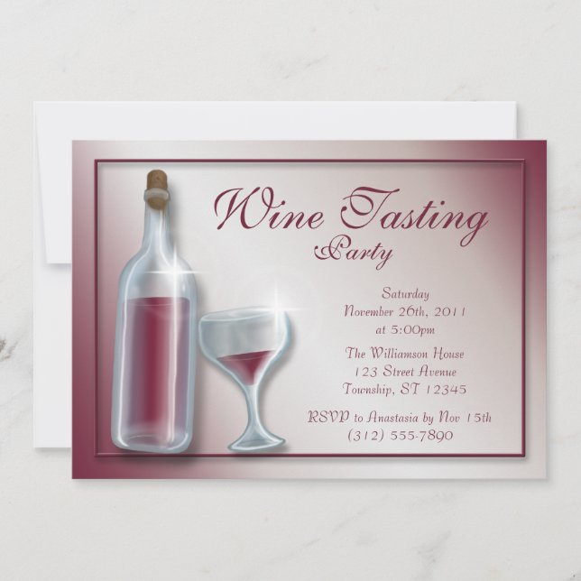 Wine Tasting Party ~ Burgundy Invitations (Front)