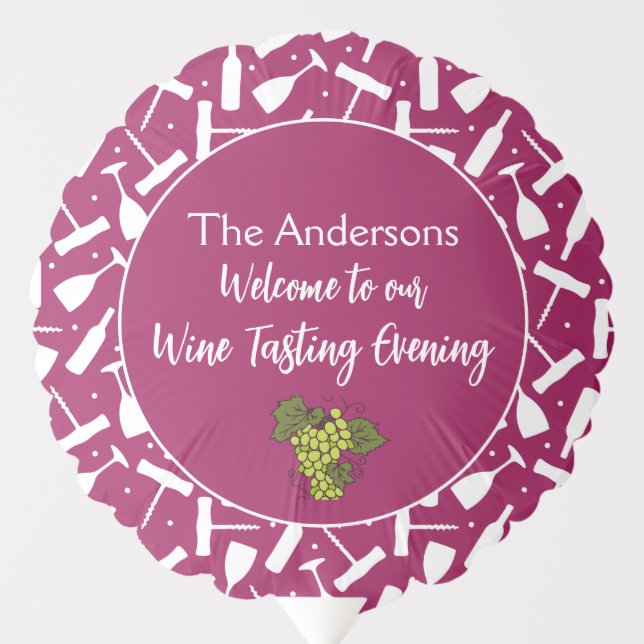 Wine Tasting Party Custom Name Welcome Balloon (Front)
