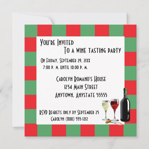 Wine Tasting Party Personalized Invite