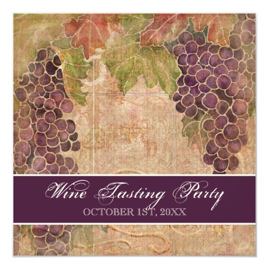 Wine Tasting Party Invitation Aged Grape Vineyard | Zazzle.com