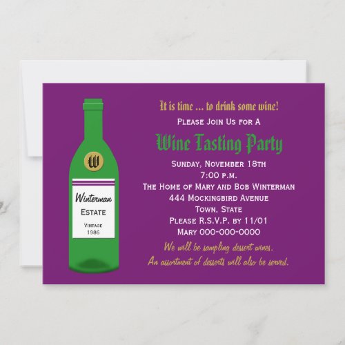 Wine Tasting Party Invitation - Purple