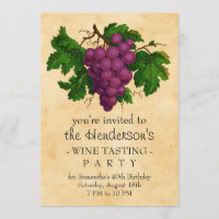 Wine Tasting Party Vintage Grapes Personalized