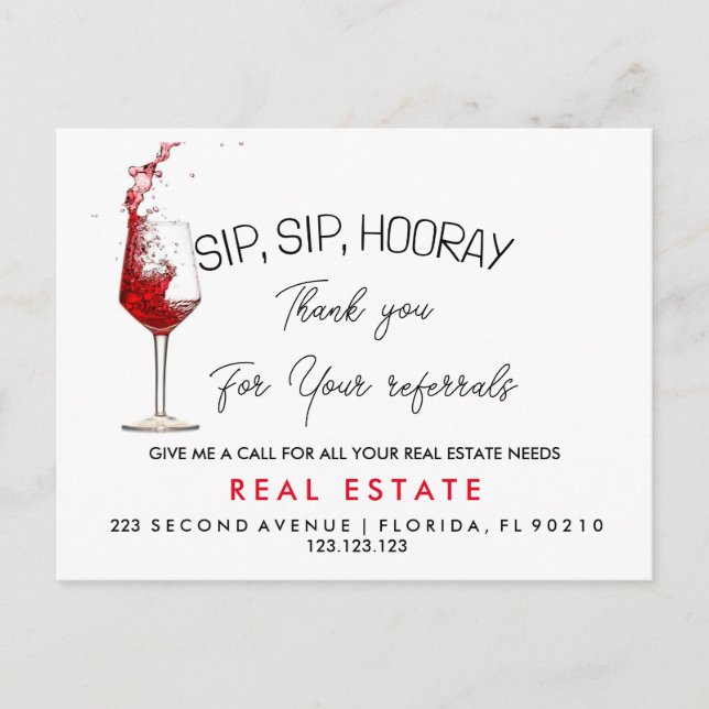 Wine tasting Pouring Wine Watercolour real estate  Announcement Postcard (Front)