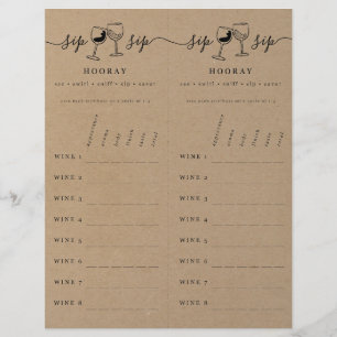 Wine Tasting Rating Scorecard on Faux Kraft Letter Letterhead