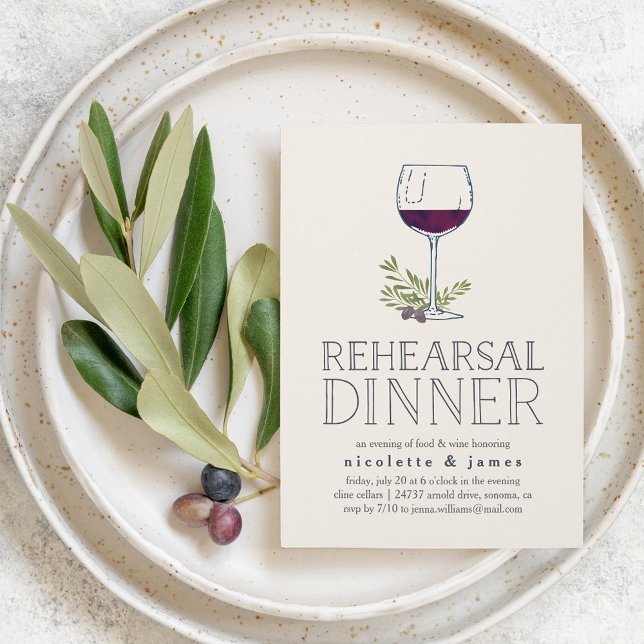 Wine Tasting Rehearsal Dinner Invitation (Wine theme rehearsal dinner invitations)
