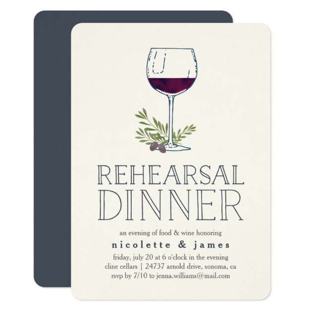 Wine Tasting Rehearsal Dinner Invitation