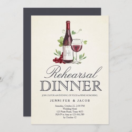 Wine Tasting Rehearsal Dinner Invitation Country