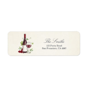Wine Tasting Return Address Label Winery Vineyard