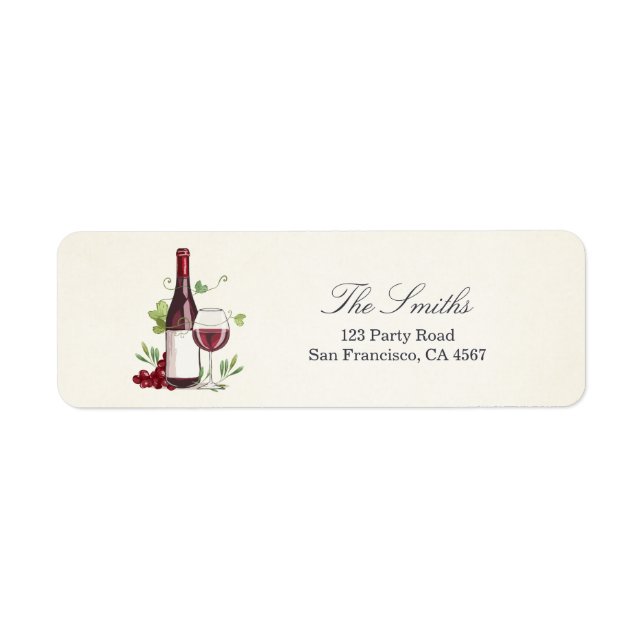Wine Tasting Return Address Label Winery Vineyard (Front)