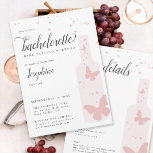 Wine Tasting Romantic Itinerary Bachelorette Party Invitation