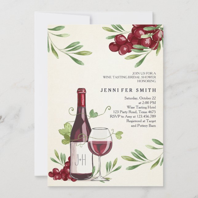 Wine Tasting Shower Invitation Winery Country Barn (Front)