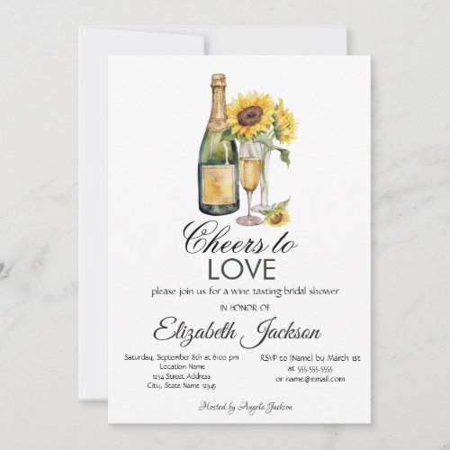Wine Tasting Sunflowers Bridal Shower Invitation
