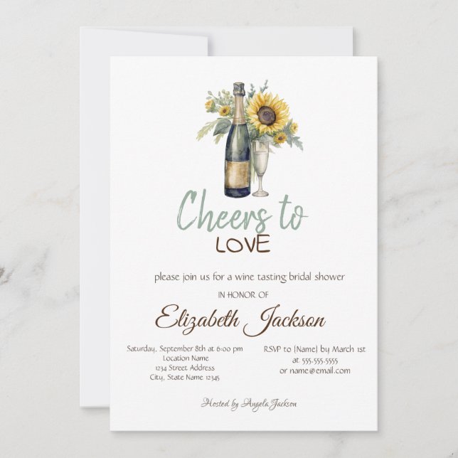 Wine Tasting Vintage Sunflowers Bridal Shower  Invitation (Front)