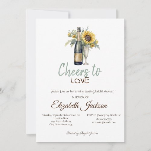 Wine Tasting Vintage Sunflowers Bridal Shower  Invitation