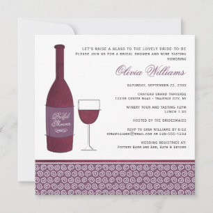 Wine Tasting Wedding Bridal Shower Bottle Invitation