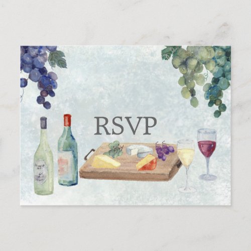 Wine Tasting Wedding RSVP Postcard
