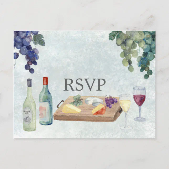 Wine Tasting Wedding RSVP Postcard Zazzle