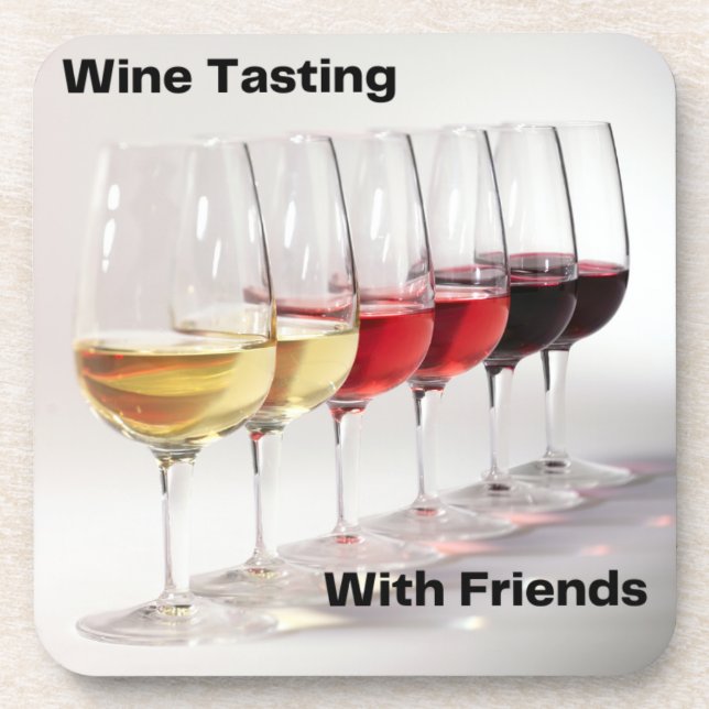 Wine Tasting with Friends on a  Beverage Coaster (Front)