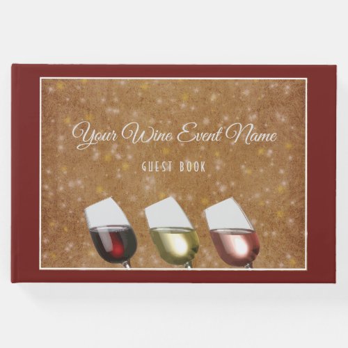 Wine Tasting with glasses of wine starry gold Guest Book