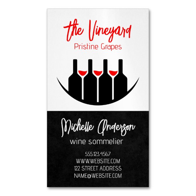 Wine Tastings | Bottles and Glasses  Business Card Magnet (Front Vertical)