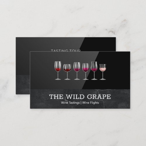Wine Tastings  Marble  Black High Gloss Business Card