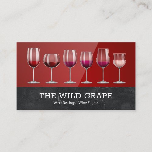 Wine Tastings  Marble  Red High Gloss Business Card