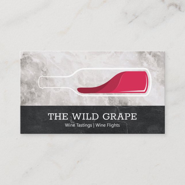 Wine Tastings | Marble | Wine Bottle Logo Business Card (Front)