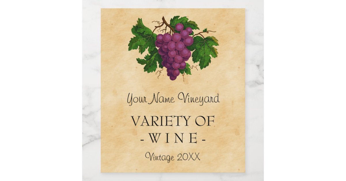 Wine Template Elegant Vintage Purple Grapes Custom Wine Label | Zazzle.com