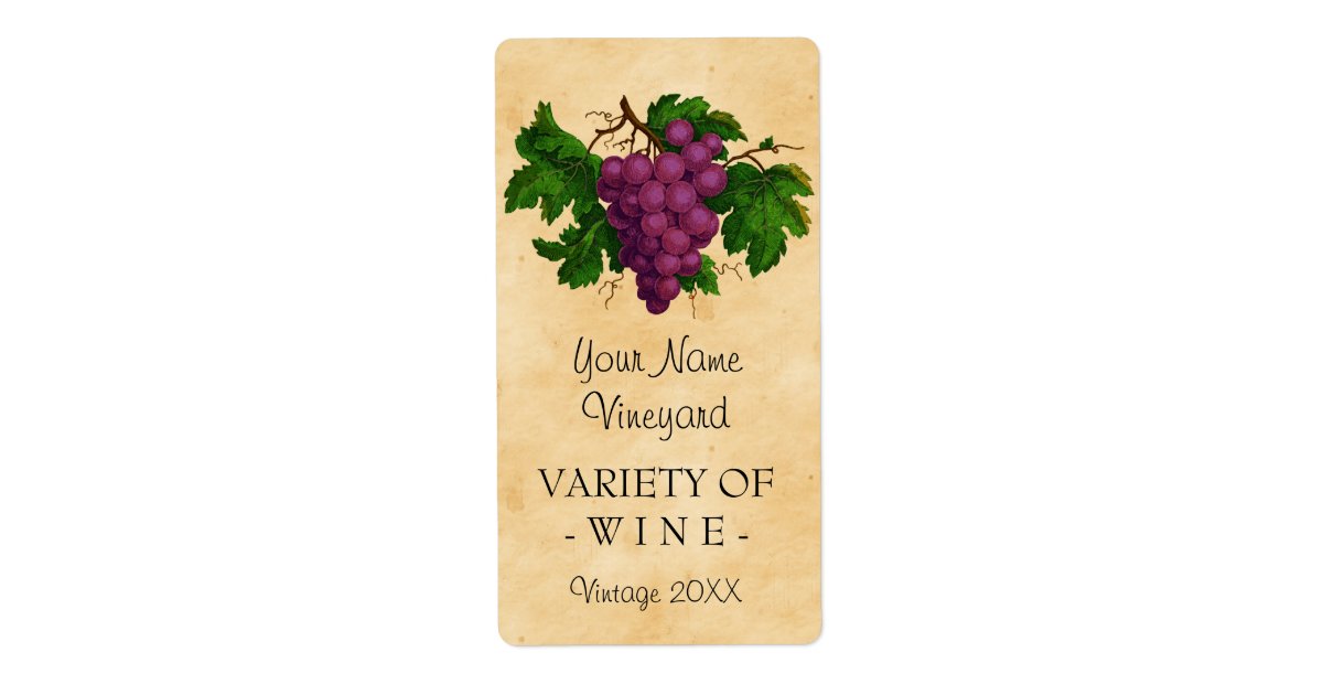 Wine Template Vintage Grapes Personalized Bottle Label ... Wine Template Vintage Grapes Personalized Bottle Label ...