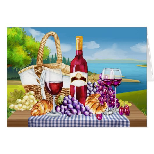 Wine Thank You, Thinking of You or Blank Note (Front Horizontal)