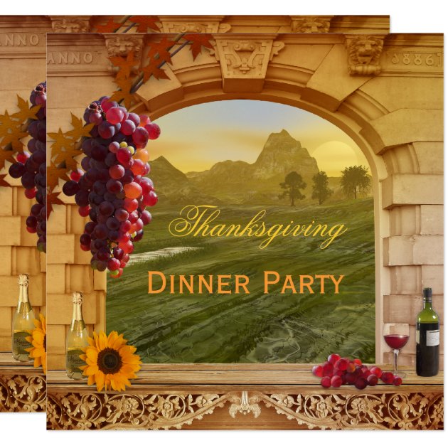 Wine Thanksgiving Dinner Party Invitation