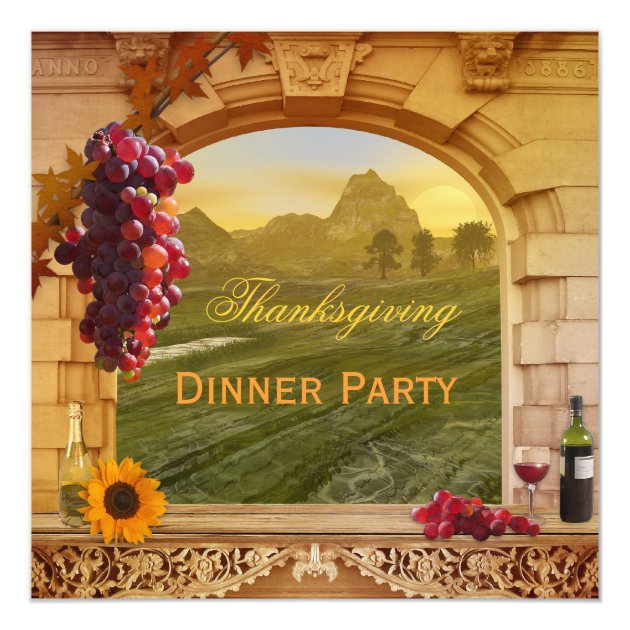 Wine Thanksgiving Dinner Party Invitation