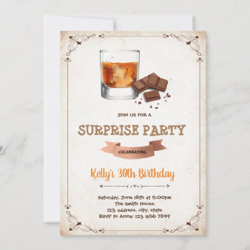 Wine theme adult birthday invitation