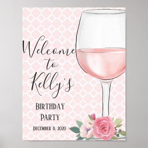 Wine theme adult party welcome sign