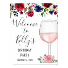 Wine theme, adult party, welcome sign