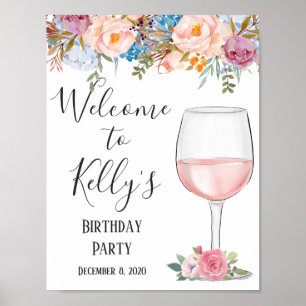 Wine theme, adult party, welcome sign