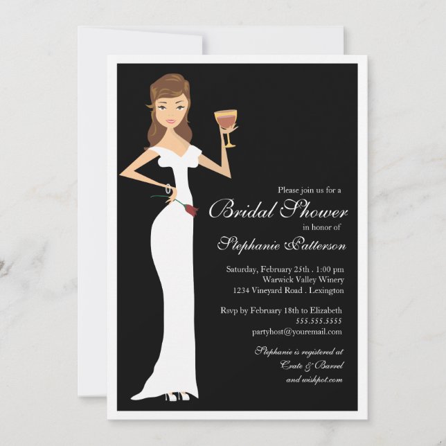 Wine Theme Bridal Shower Celebration Invitation (Front)