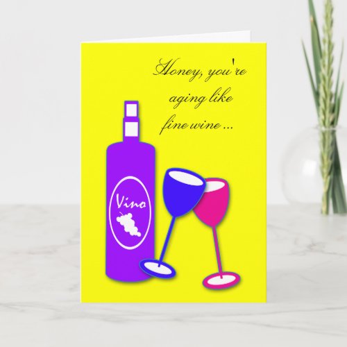 Wine Theme Romantic Partner Birthday Greeting Card