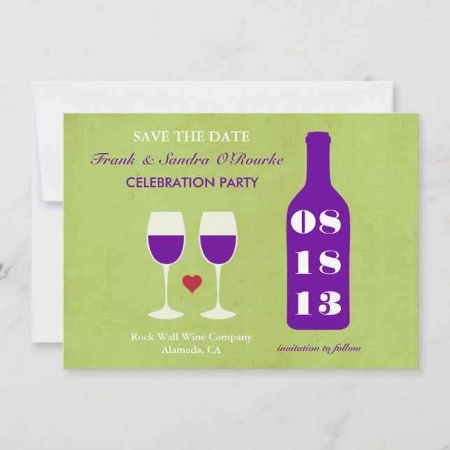 Wine Theme Save the Date Card (Front)