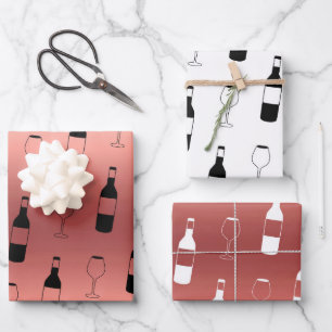 Wine Theme Wrapping Paper - Rose Gold