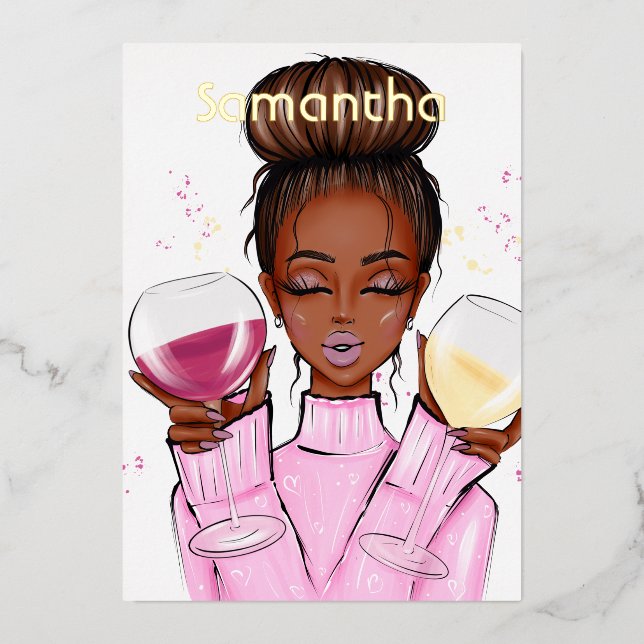Wine-Themed Birthday Party Foil Invitation (Front)