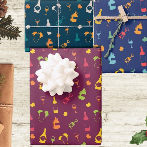 Wine Themed Patterns Wrapping Paper Sheets