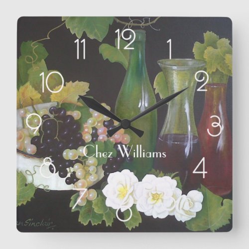 Wine themed Personalized Square Wall Clock