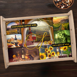 Wine Themed Photo Collage Personalized Serving Tray