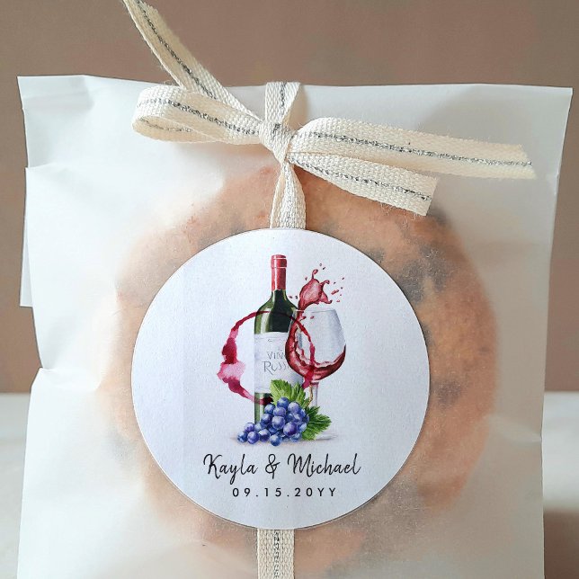 Wine Themed Special Occassion Celebration  Classic Round Sticker (Creator Uploaded)