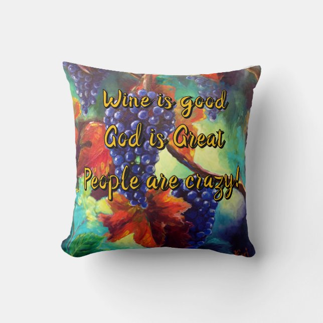 Wine themed  throw pillow (Front)