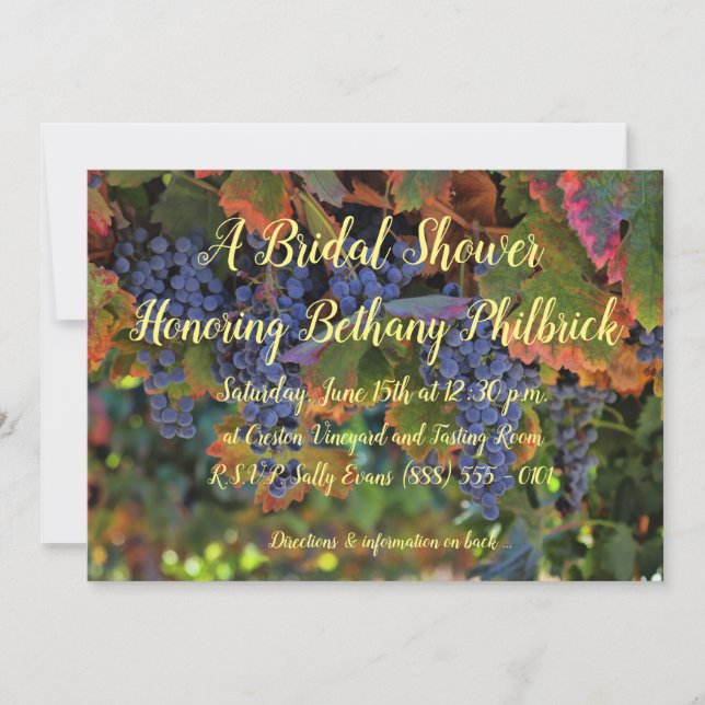 Wine Themed Vineyard Bridal Shower Invitation (Front)